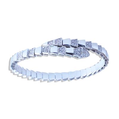 Zirkon Taşlı Serpent Modeli Gümüş Kelepçe