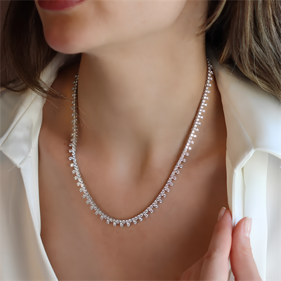 Zirkon Taşlı Su Yolu Gümüş Kolye