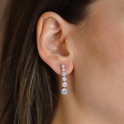 Zirkon Taşlı Su Yolu Gümüş Küpe