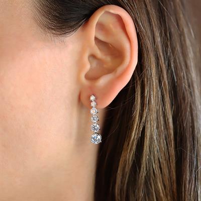 Zirkon Taşlı Su Yolu Gümüş Küpe