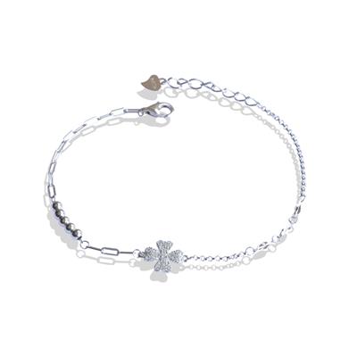 Zirkon Taşlı Yonca Trend Gümüş Yonca Bileklik