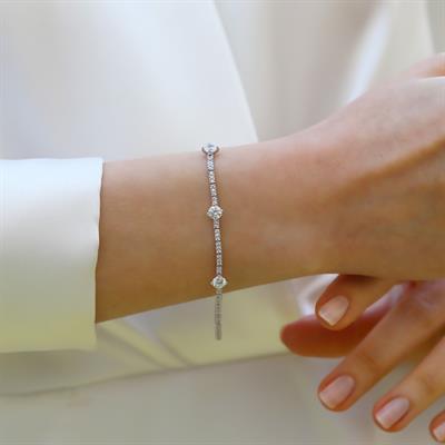 ZirkonTaşlı Su Yolu Gümüş Bileklik