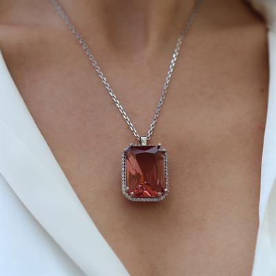 Zultanit Taşlı Mega Baget Gümüş Kolye 