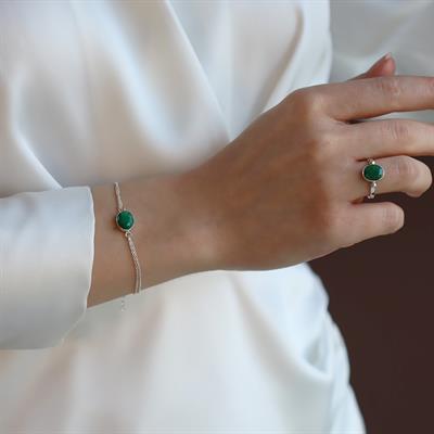 Zümrüt Doğaltaş Gümüş Set 