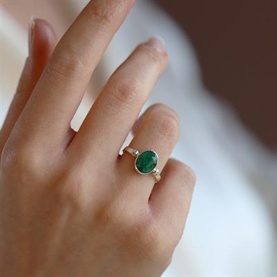 Zümrüt Doğaltaş Gümüş Set 