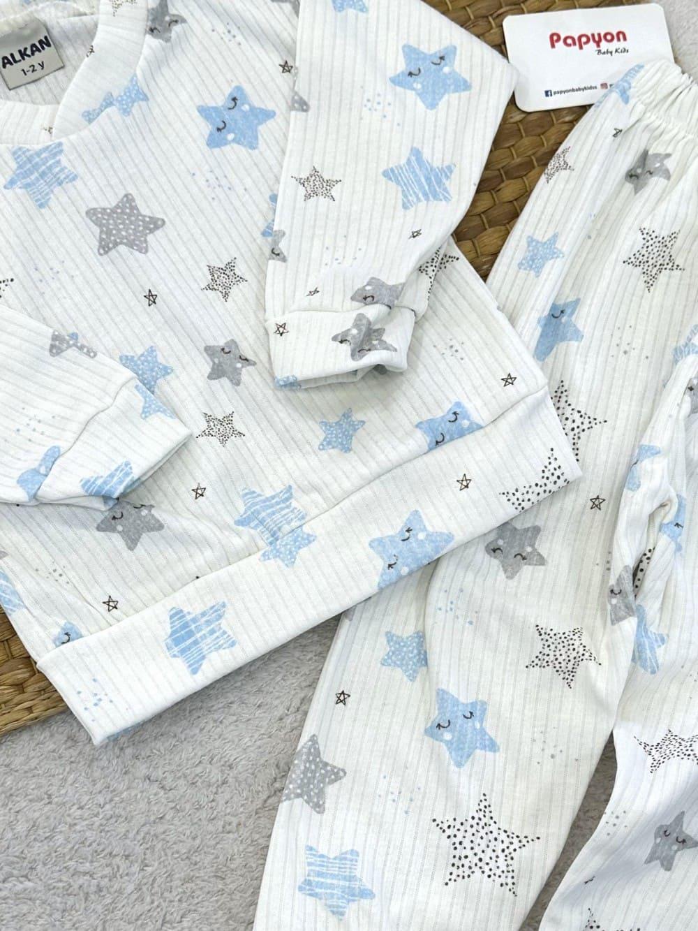 Yıldız Desenli Fitilli Pijama Takımı (1-2/2-3/3-4 Yaş)
