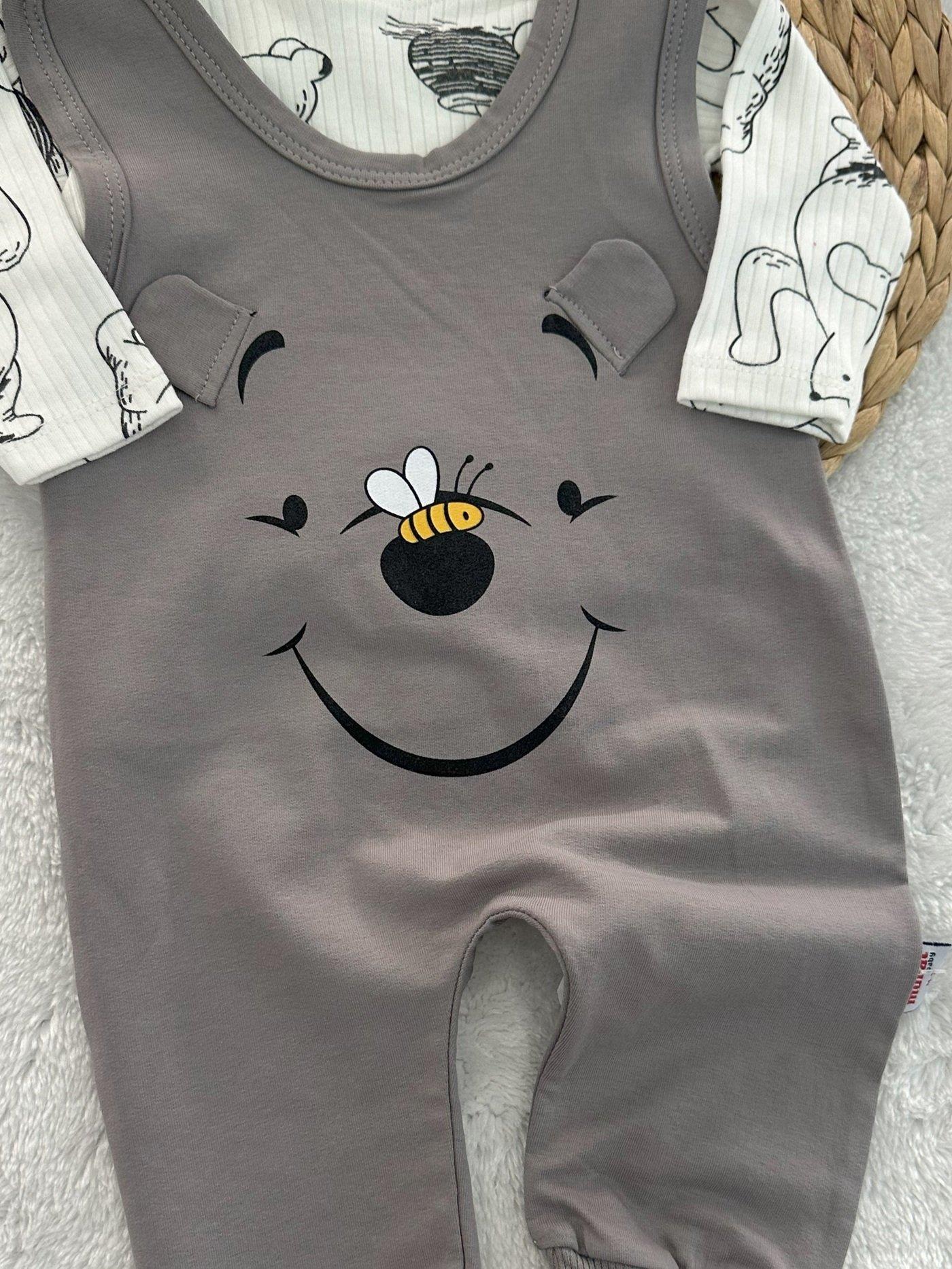 Arılı Ayı Surat Erkek Bebek Badili Salopet Takım 0-3/3-6/6-9/9-12 Ay