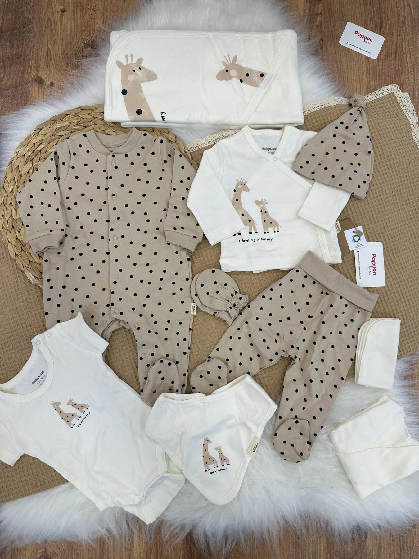 Baby Cosy (Organik Ürün) Zürafa Model Yenidoğan Uniseks Bebek 10lu