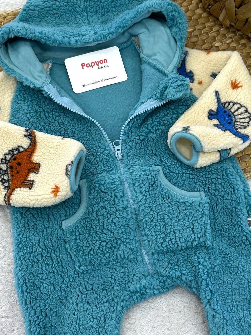 Reglan Kollu Kanguru Cepli Fermuarlı Welsoft Peluş Bebek Tulum (3-6/6-9/9-12 Ay)