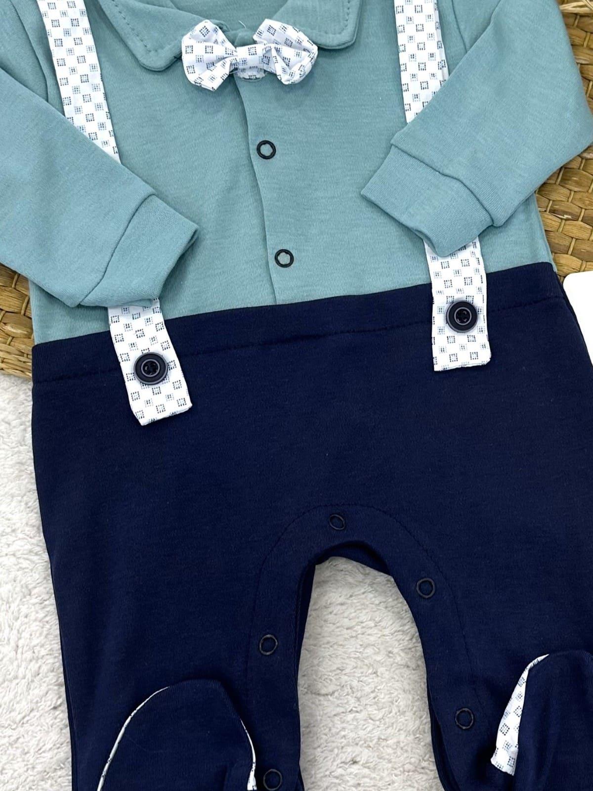Papyonlu Pantolon Askılı Erkek Bebek Tulum (0-3/3-6/6-9 Ay)