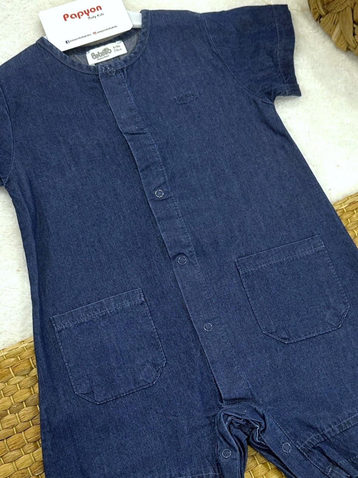 Çift Cepli Erkek Bebek Yazlık Tencel Kot Tulum (6-9/9-12/12-18/18-24 Ay)