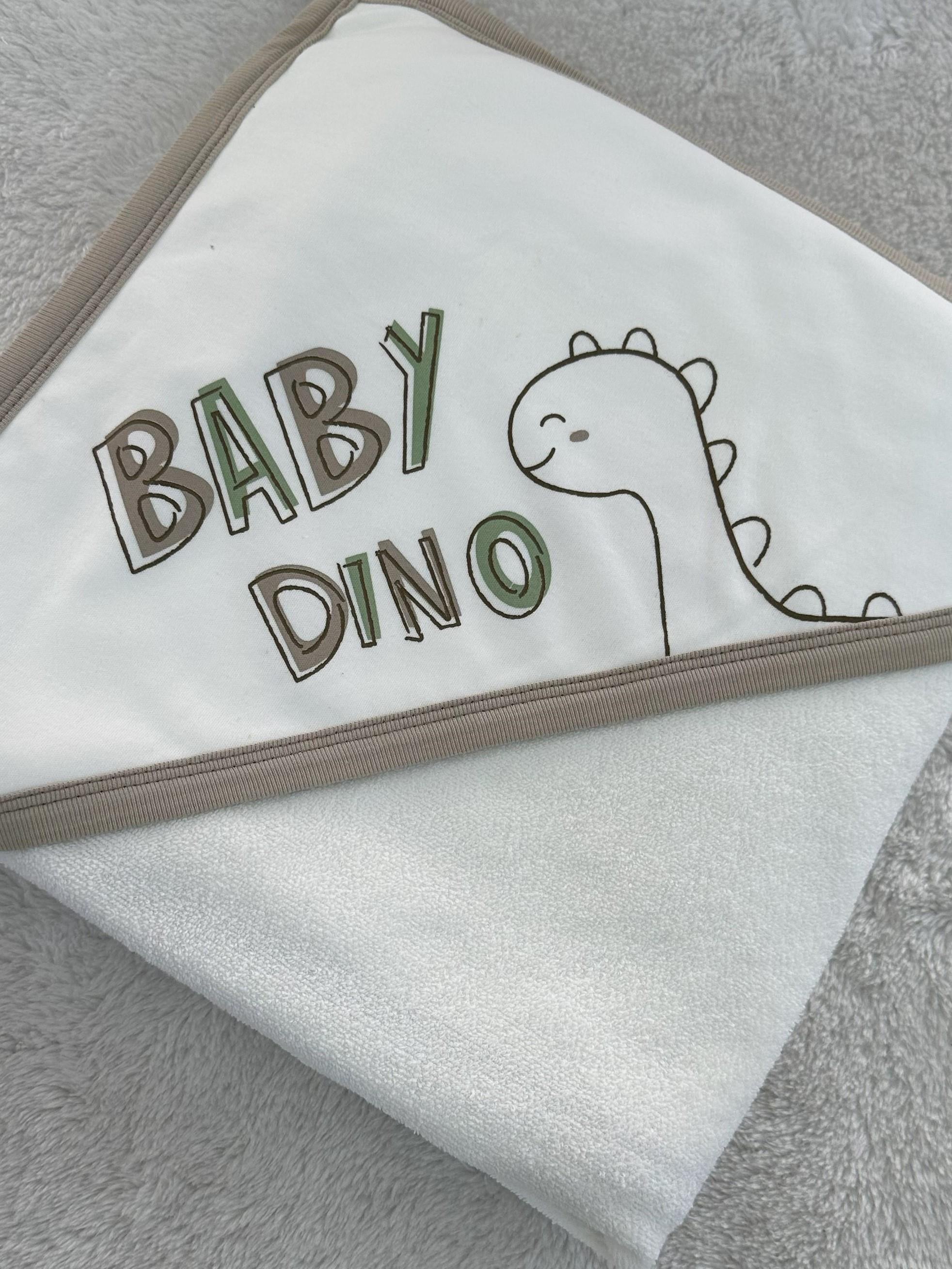 Baby Dino Baskılı Erkek Bebek Havlu 85x100 Cm