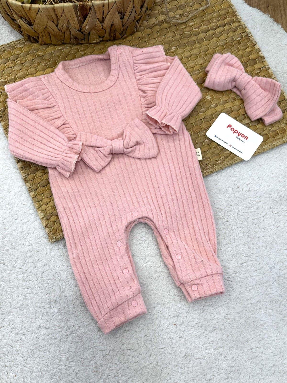 Fırfırlı Fiyonklu Fitilli Kız Bebek Tulum (0-3/3-6/6-9/9-12 Ay)