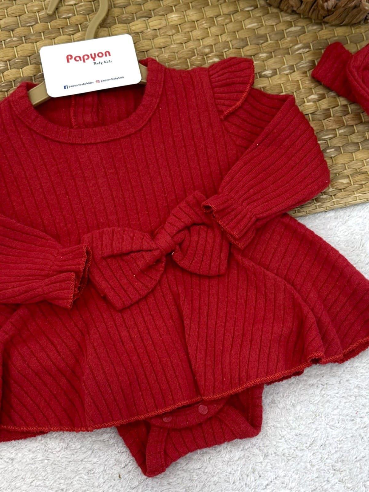 Fiyonklu Fitilli Kız Bebek Romper Badi (3-6/6-9/9-12/12-18 Ay)