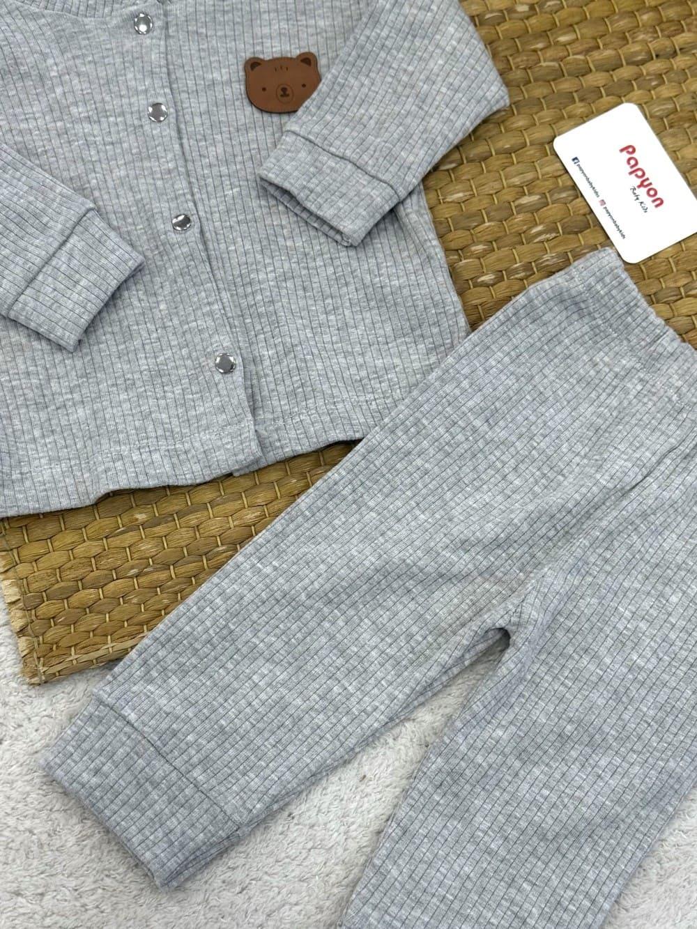 Ayıcık Armalı Önden Çıtçıtlı Bebek Pijama Takımı 6-9/9-12/12-18/18-24 Ay