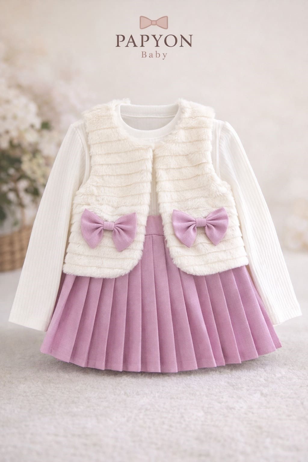 Fitilli Badili Yelekli Pileli Etekli Kız Çocuk 3lü Takım (1-2/2-3/3-4/4-5 Yaş)