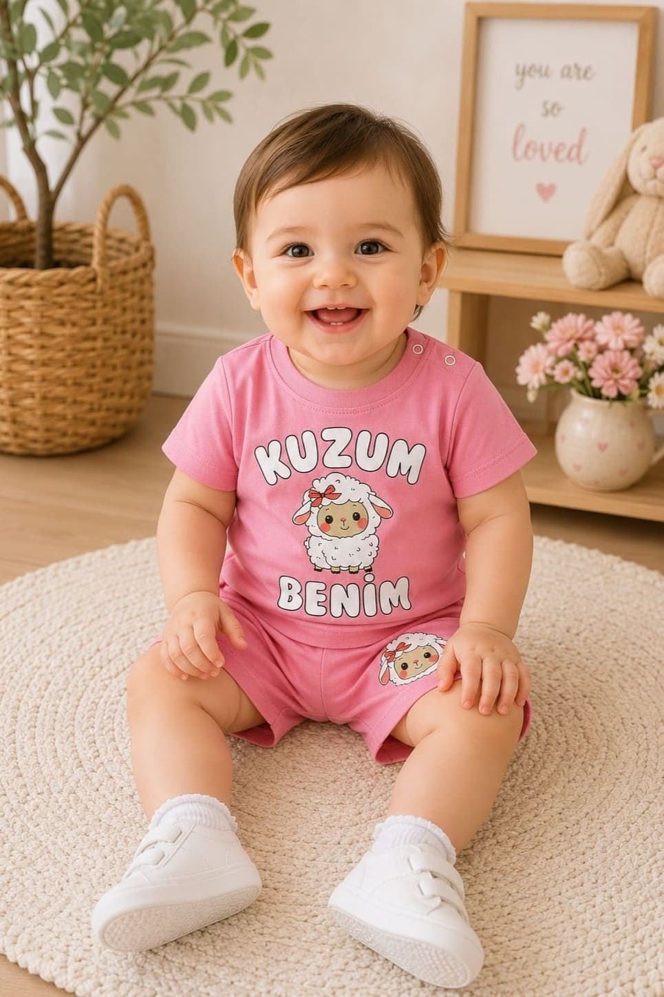 Kuzum Benim Baskılı Kız Bebek Şortlu Takım (6-9/9-12/12-18 Ay)
