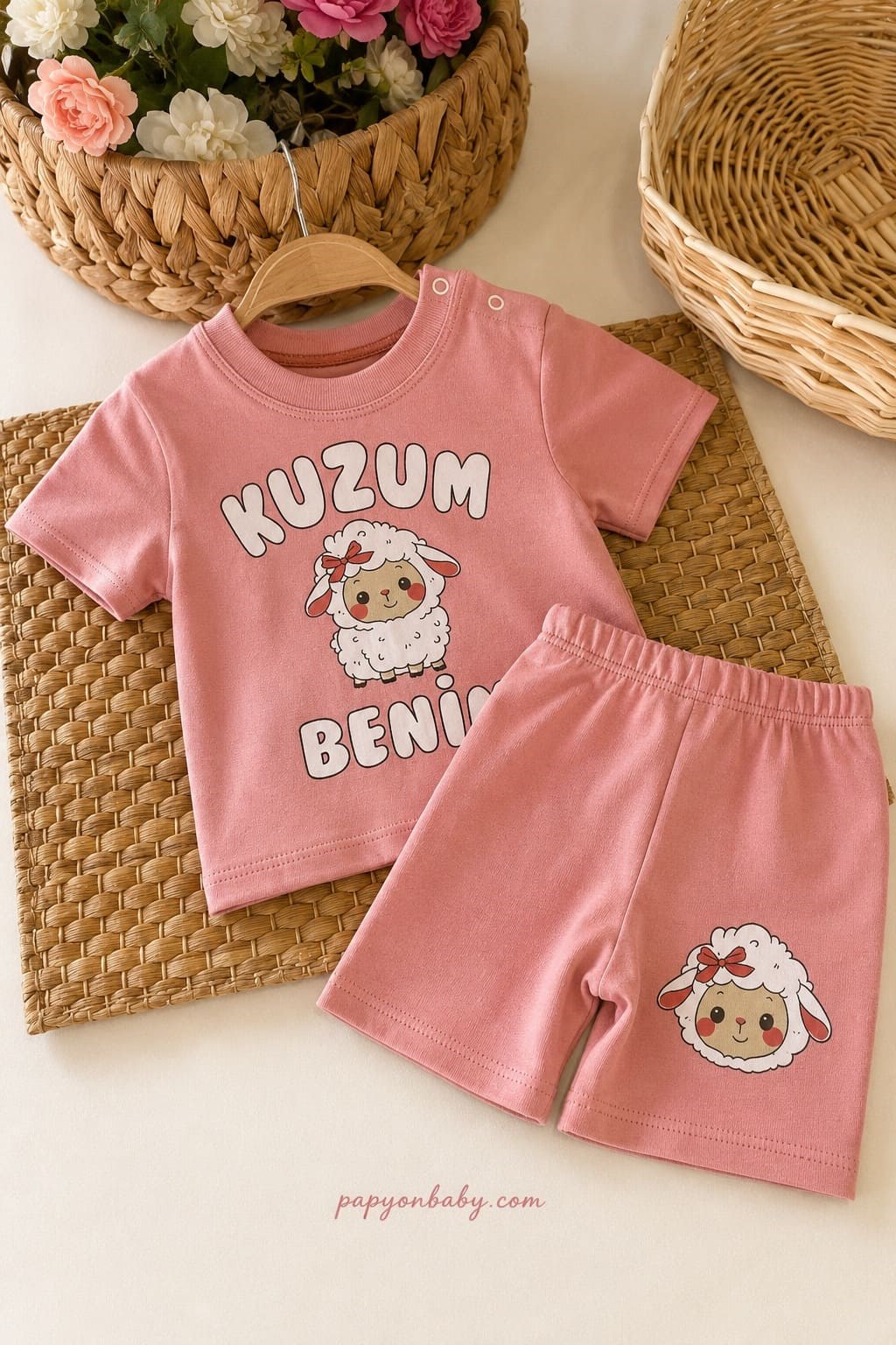 Kuzum Benim Baskılı Kız Bebek Şortlu Takım (6-9/9-12/12-18 Ay)
