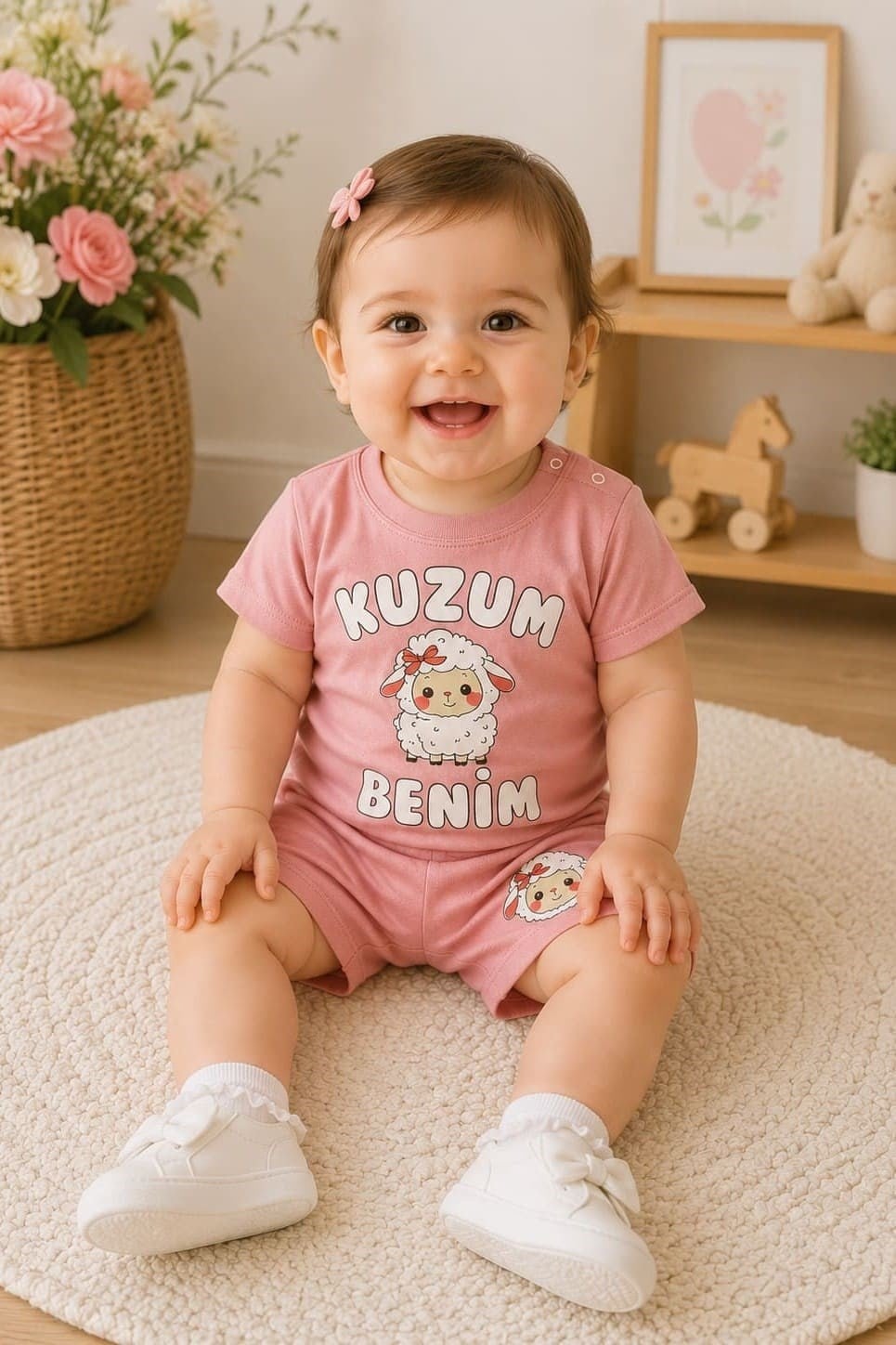 Kuzum Benim Baskılı Kız Bebek Şortlu Takım (6-9/9-12/12-18 Ay)