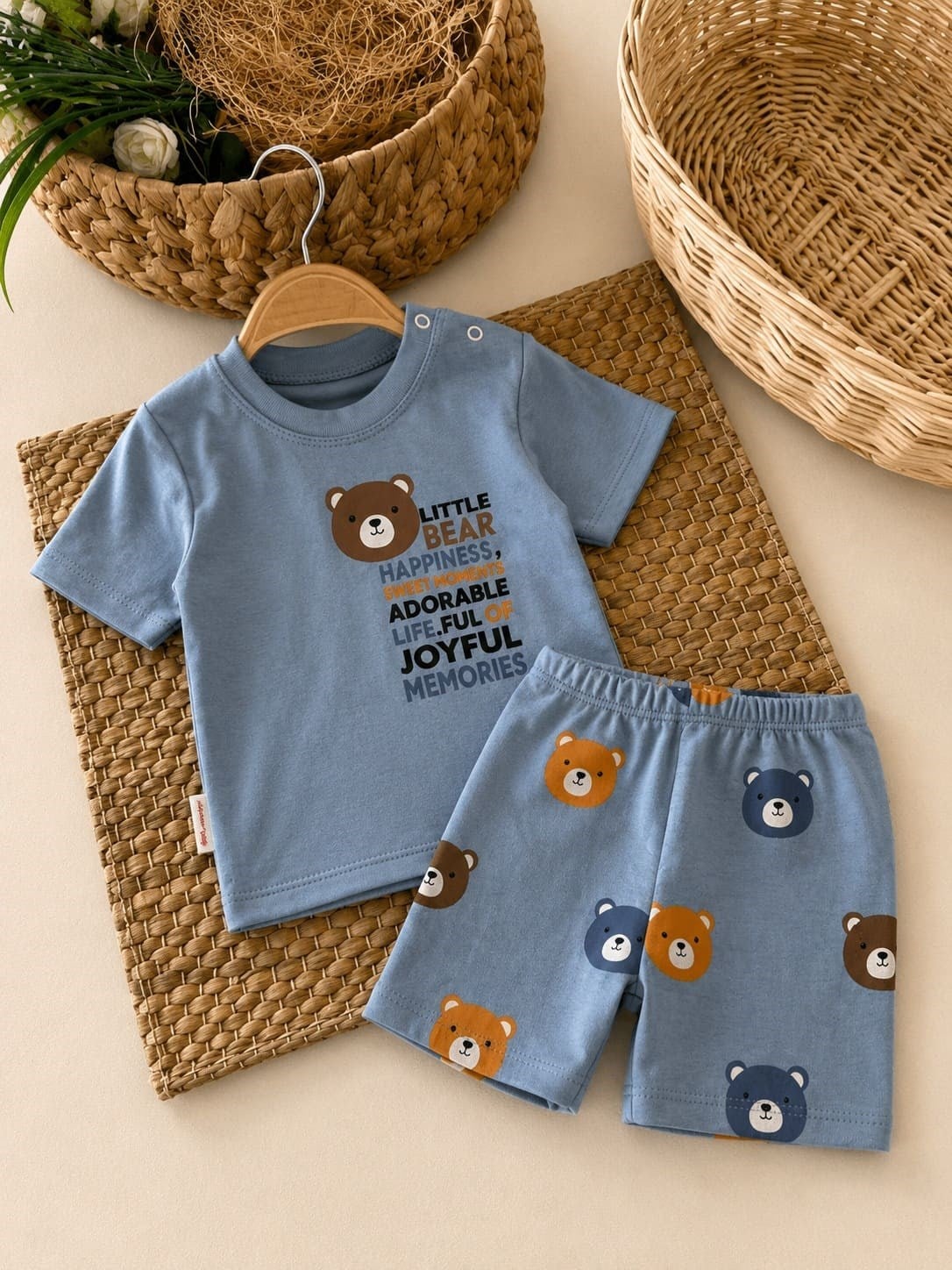 Little Bear Baskılı Erkek Bebek Şortlu Takım (6-9/9-12/12-18 Ay)