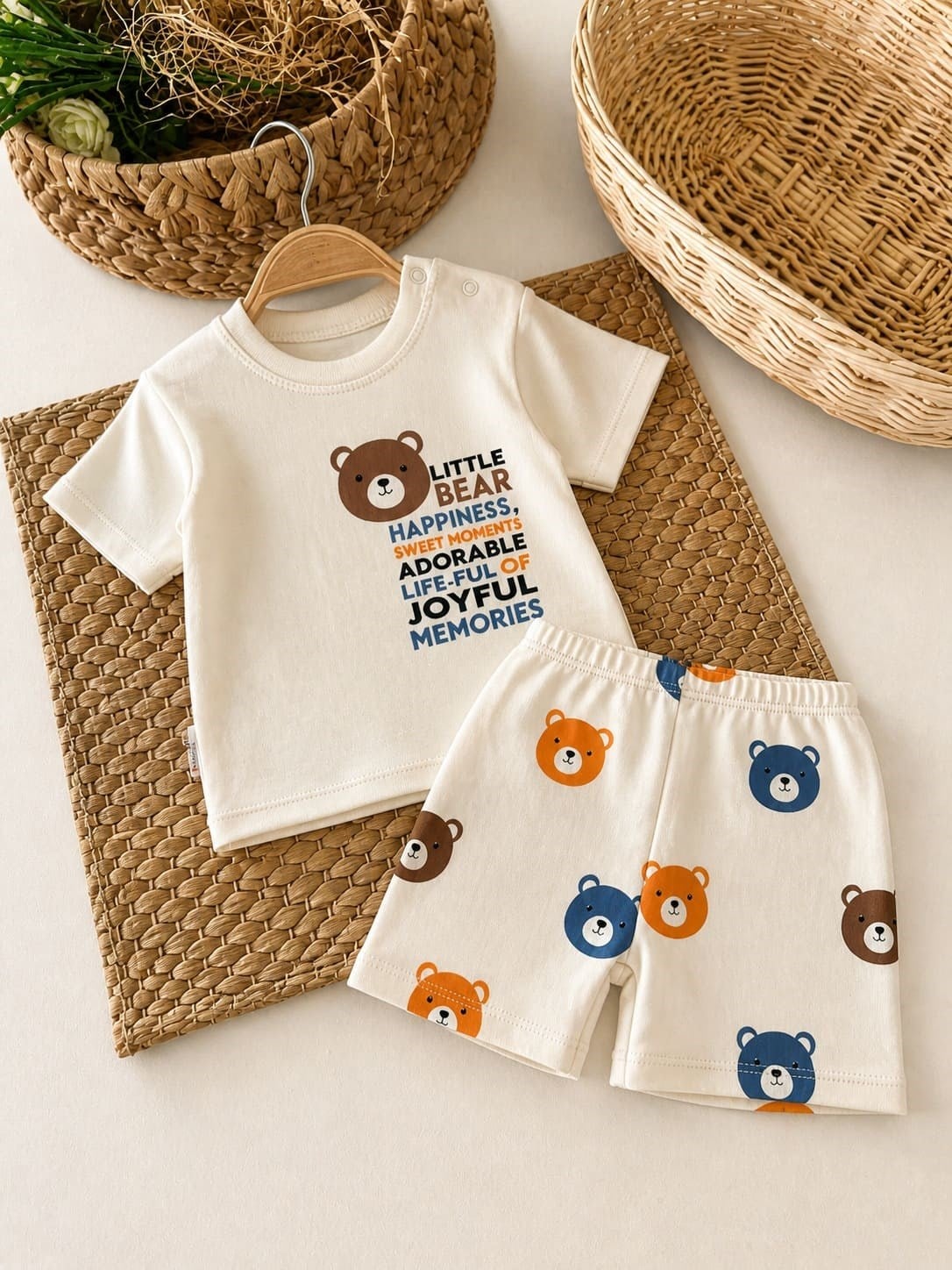Little Bear Baskılı Erkek Bebek Şortlu Takım (6-9/9-12/12-18 Ay)