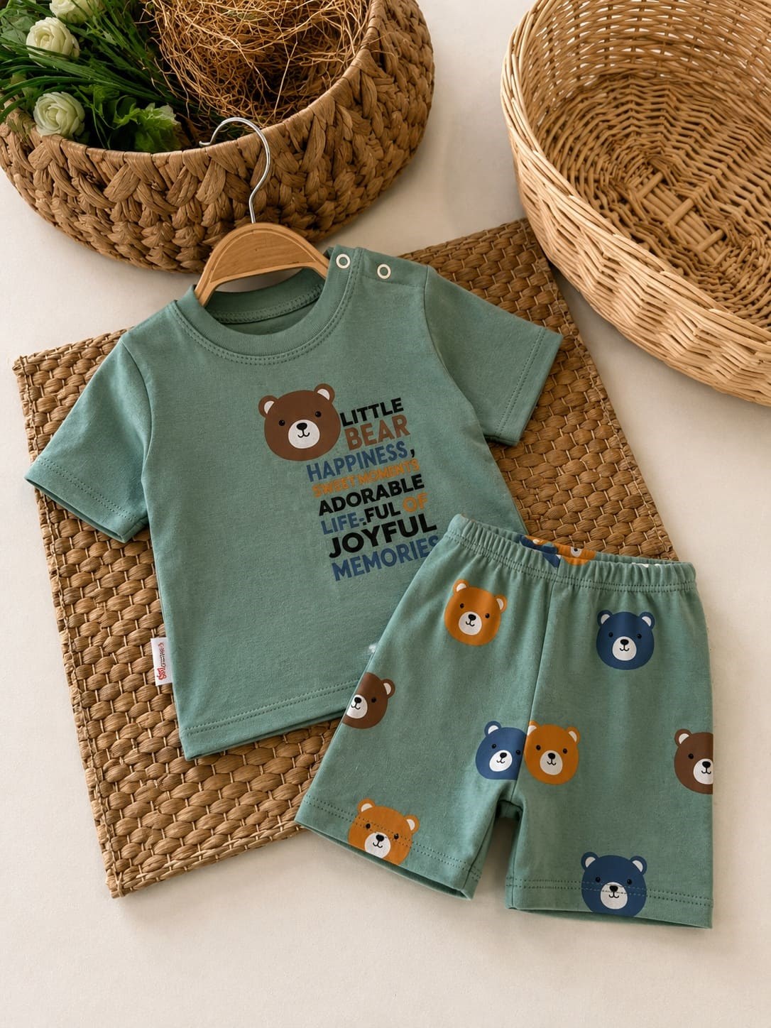 Little Bear Baskılı Erkek Bebek Şortlu Takım (6-9/9-12/12-18 Ay)