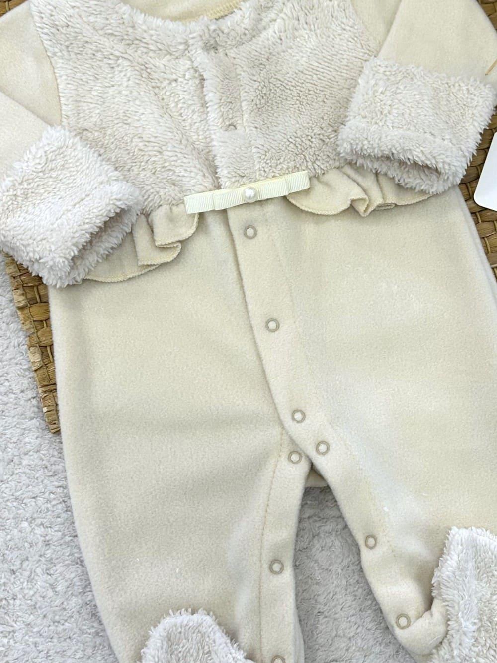 Peluş Detaylı Fırfırlı Kız Bebek Polar Tulum (0-1/1-3/3-6 Ay)