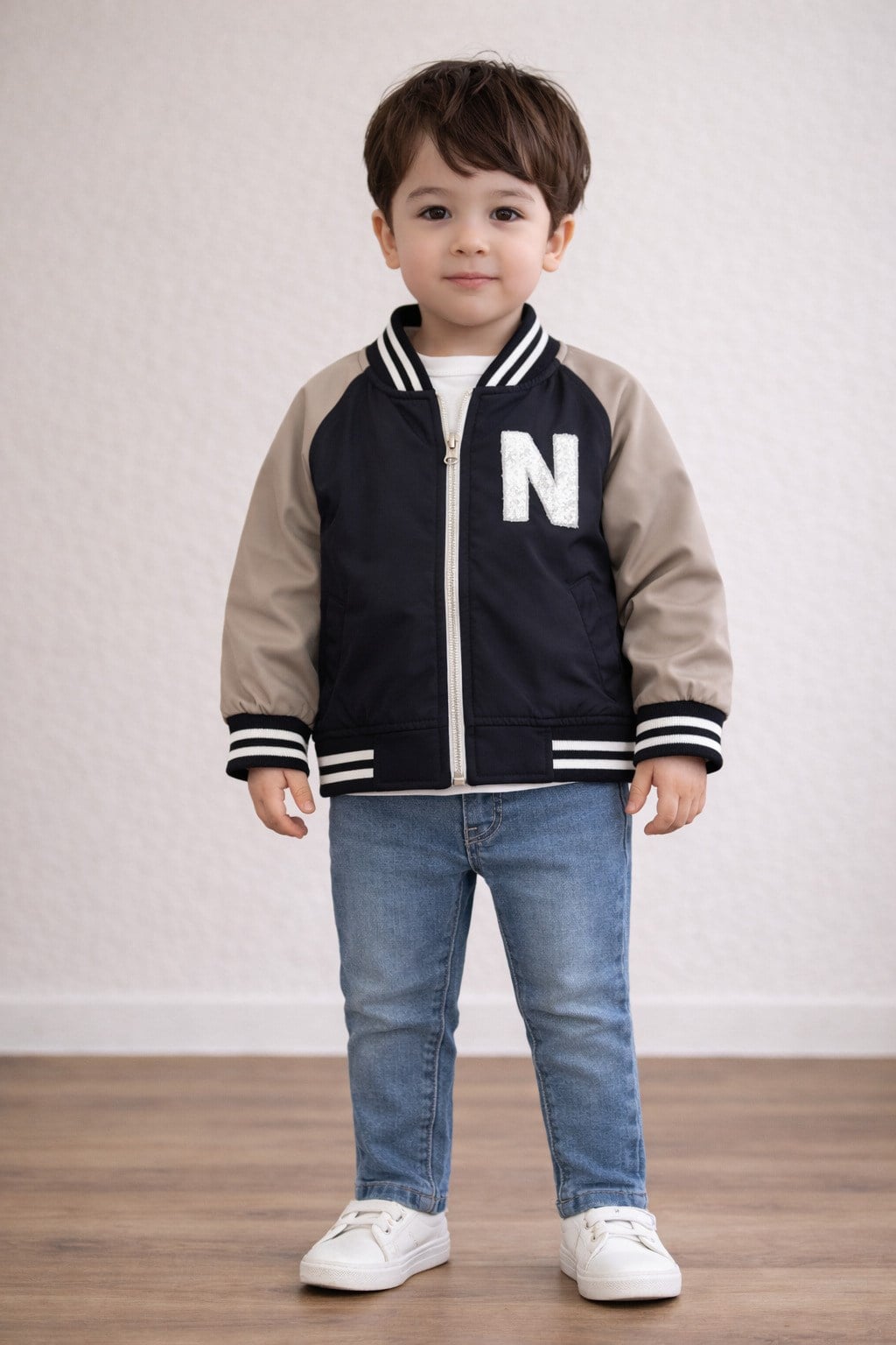 Süzene N Nakışlı Ceketli Kot Pantolonlu Erkek Bebek 3lü Takım (6-9/9-12/12-18/18-24 Ay)