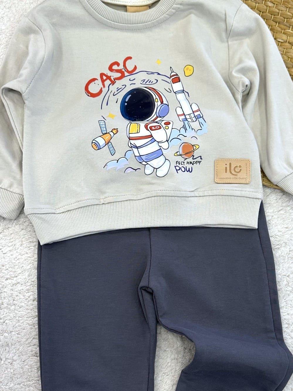 Astronot Baskılı Erkek Bebek 2li Takım (6-9/9-12/12-18/18-24 Ay)