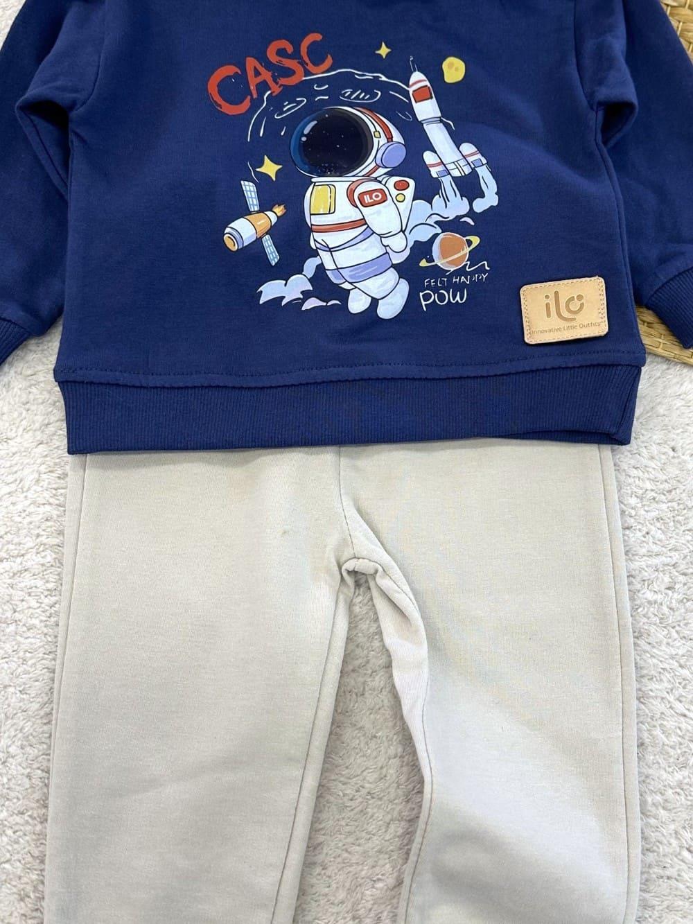 Astronot Baskılı Erkek Bebek 2li Takım (6-9/9-12/12-18/18-24 Ay)
