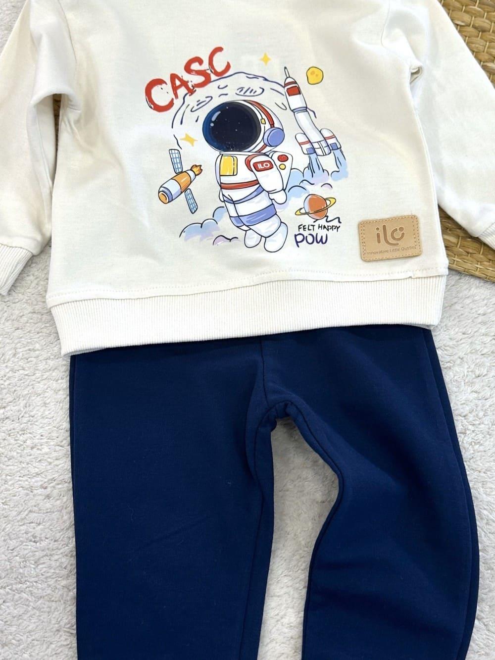 Astronot Baskılı Erkek Bebek 2li Takım (6-9/9-12/12-18/18-24 Ay)