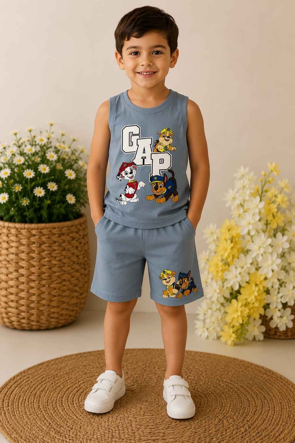 Paw Patrol Baskılı Erkek Çocuk Atlet Şort Takım (%100 Pamuk)(3-4/4-5/5-6/7-8/9-10 Yaş)