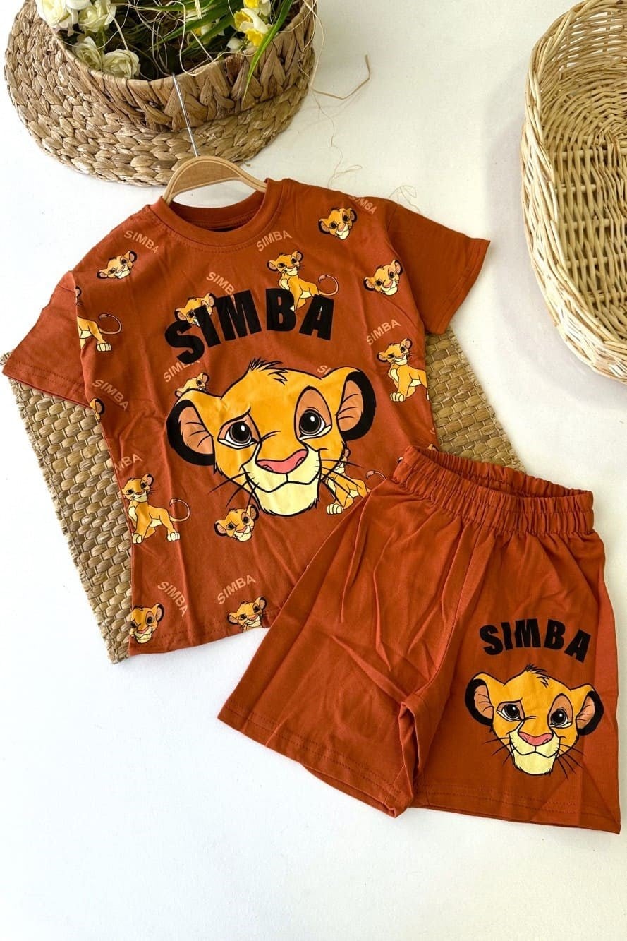 Simba Baskılı Erkek Çocuk Şortlu Takım (3-4/4-5/5-6/7-8/9-10 Yaş)