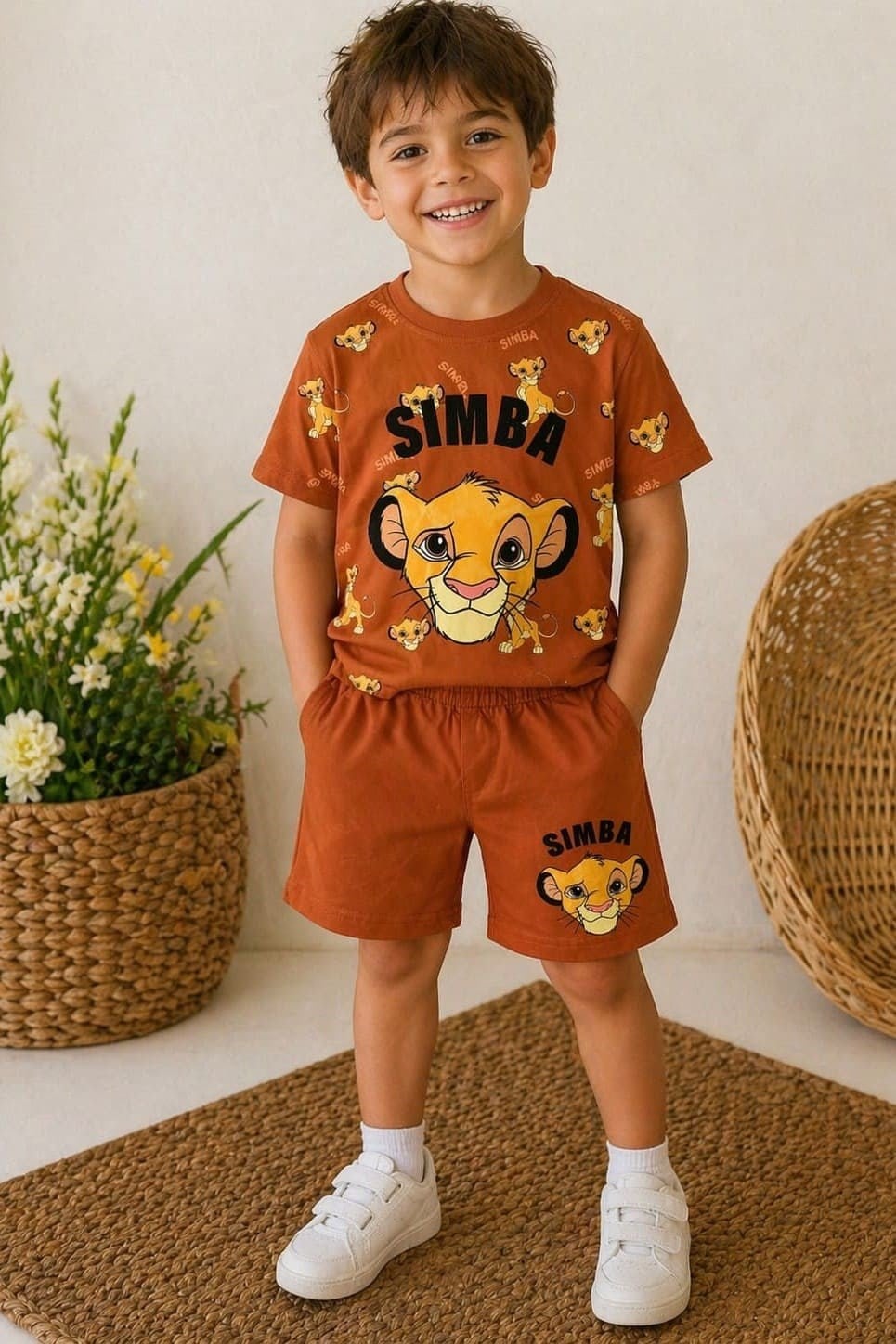 Simba Baskılı Erkek Çocuk Şortlu Takım (3-4/4-5/5-6/7-8/9-10 Yaş)