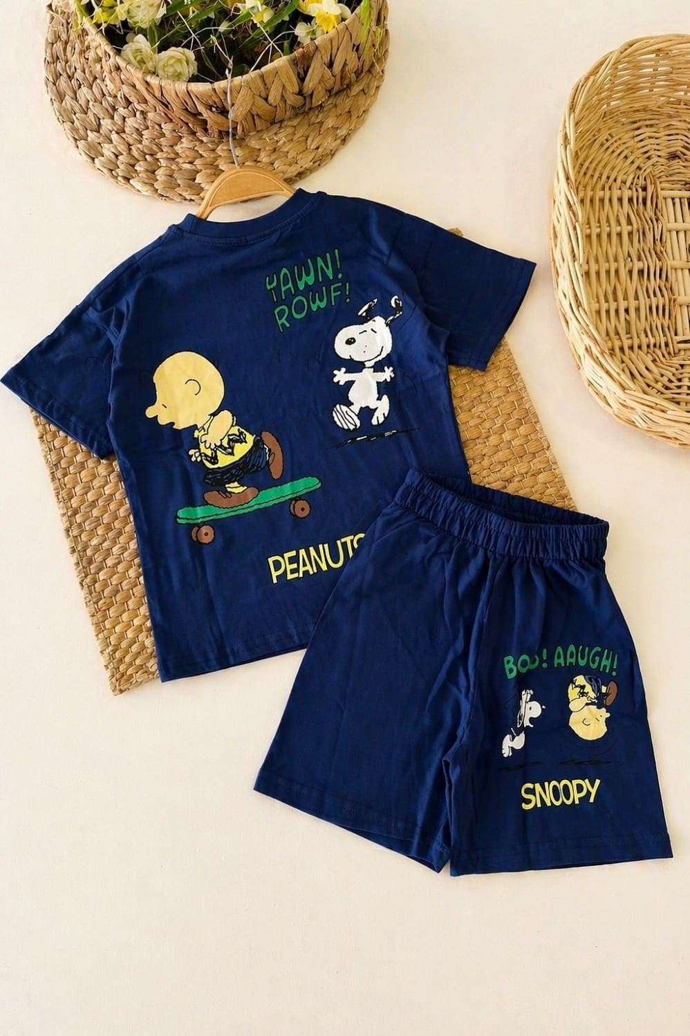 Snoopy Baskılı Erkek Çocuk Şortlu Takım (3-4/4-5/5-6/7-8/9-10 Yaş)