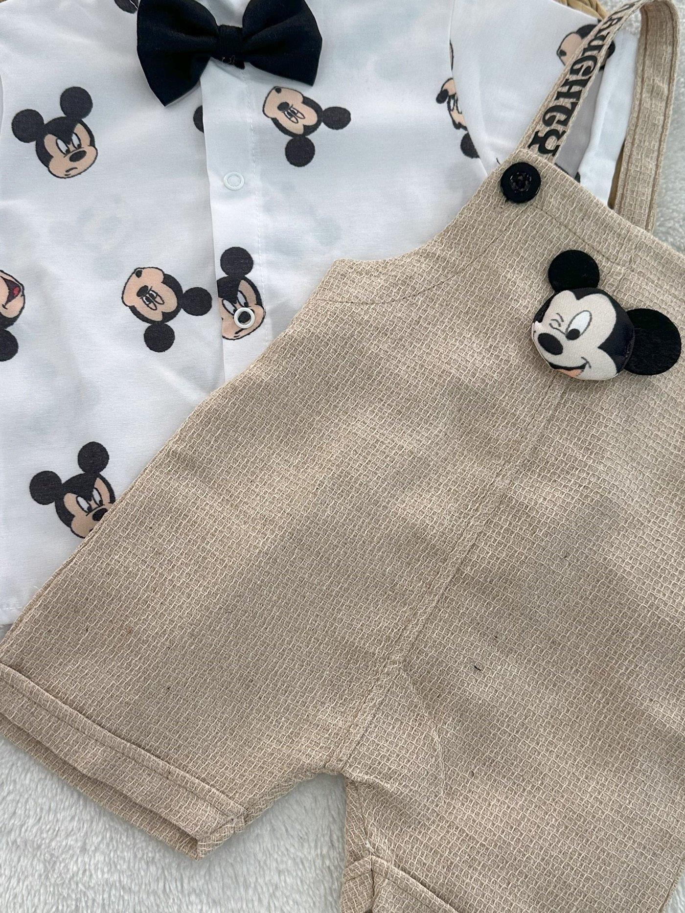 Mickey Mouse Gömlek Salopet Erkek Bebek Takım 6-9/9-12/12-18/18-24 Ay
