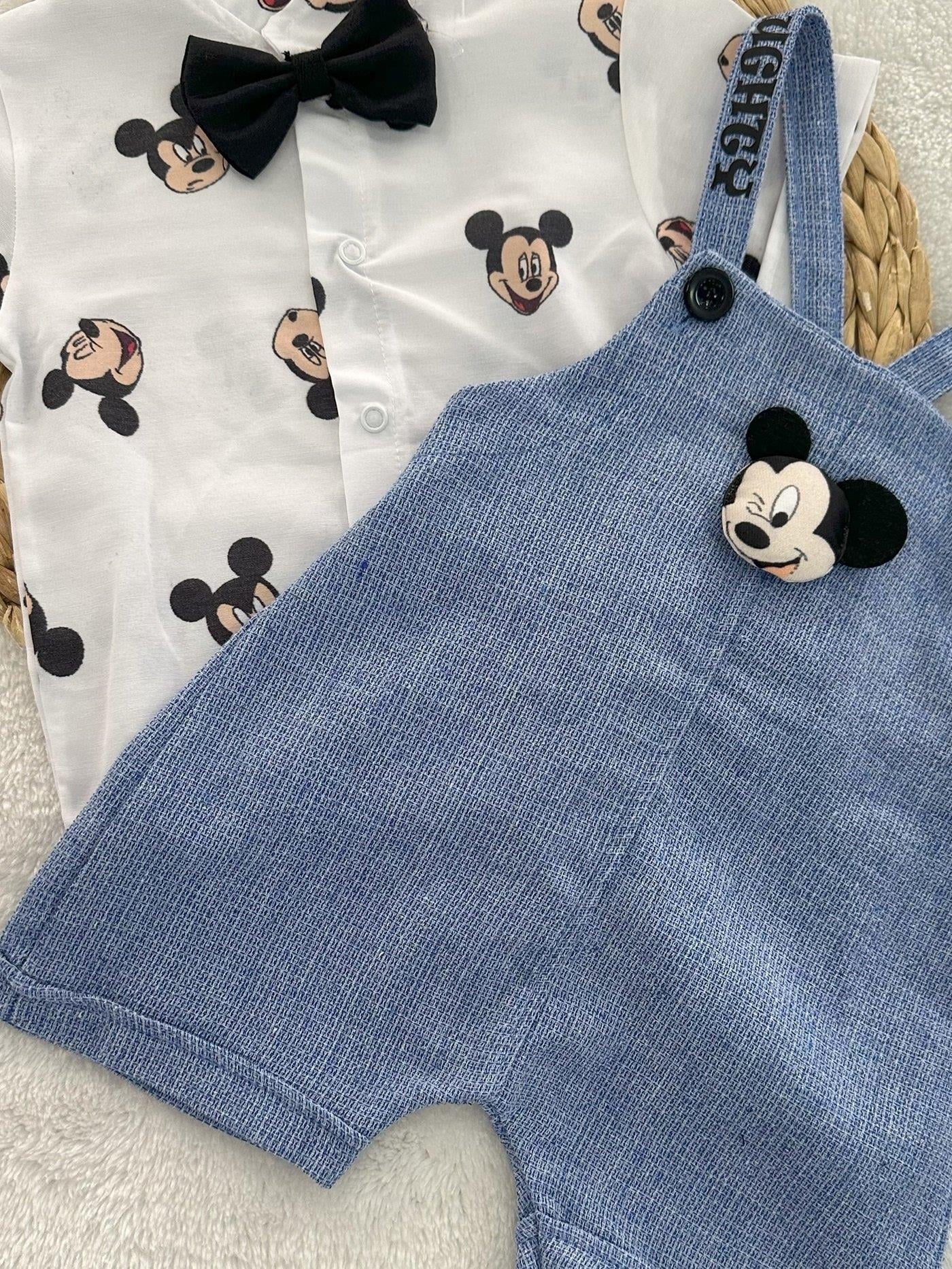 Mickey Mouse Gömlek Salopet Erkek Bebek Takım 6-9/9-12/12-18/18-24 Ay