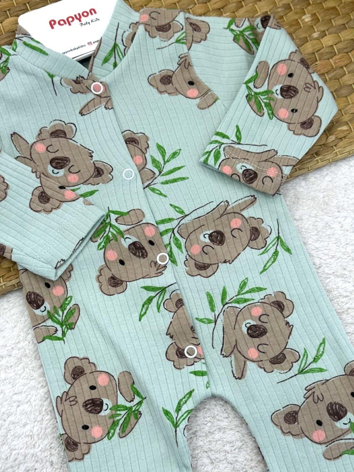 Koala Desenli Fitilli Uniseks Bebek Tulum (0-3/3-6/6-9 Ay)