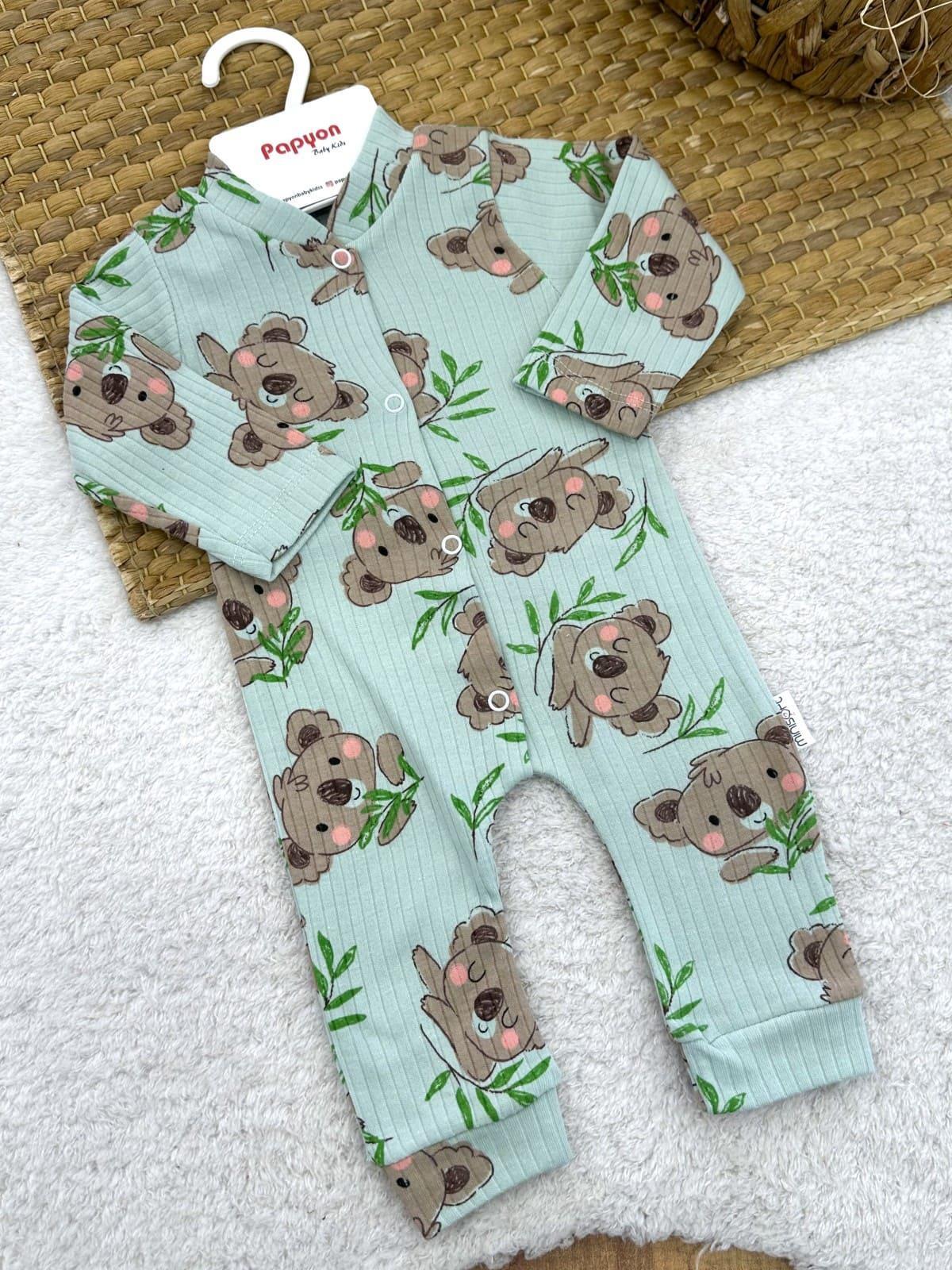 Koala Desenli Fitilli Uniseks Bebek Tulum (0-3/3-6/6-9 Ay)
