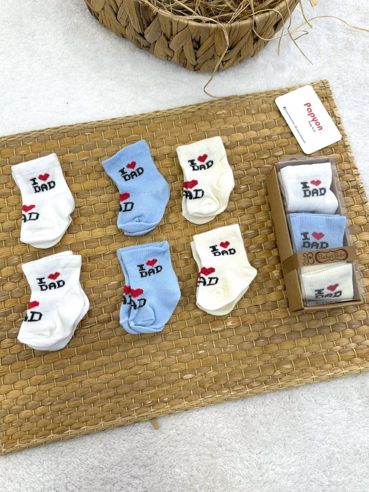 I Love Dad Kutulu 6lı Bebek Çorap 0-6 Ay
