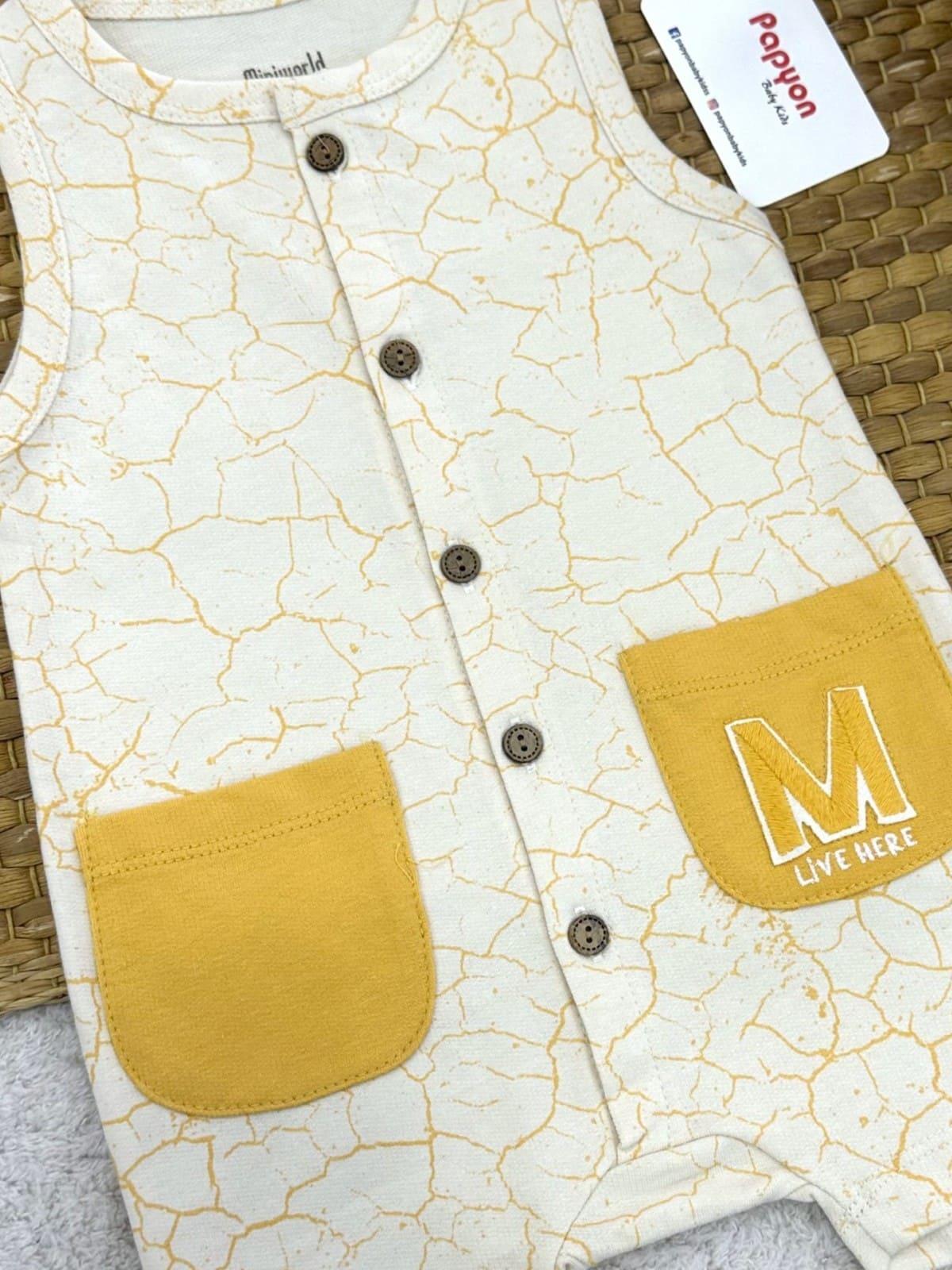 Crack Pattern 2ip Erkek Bebek Askılı Tulum (3-6/6-9/9-12/12-18 Ay)