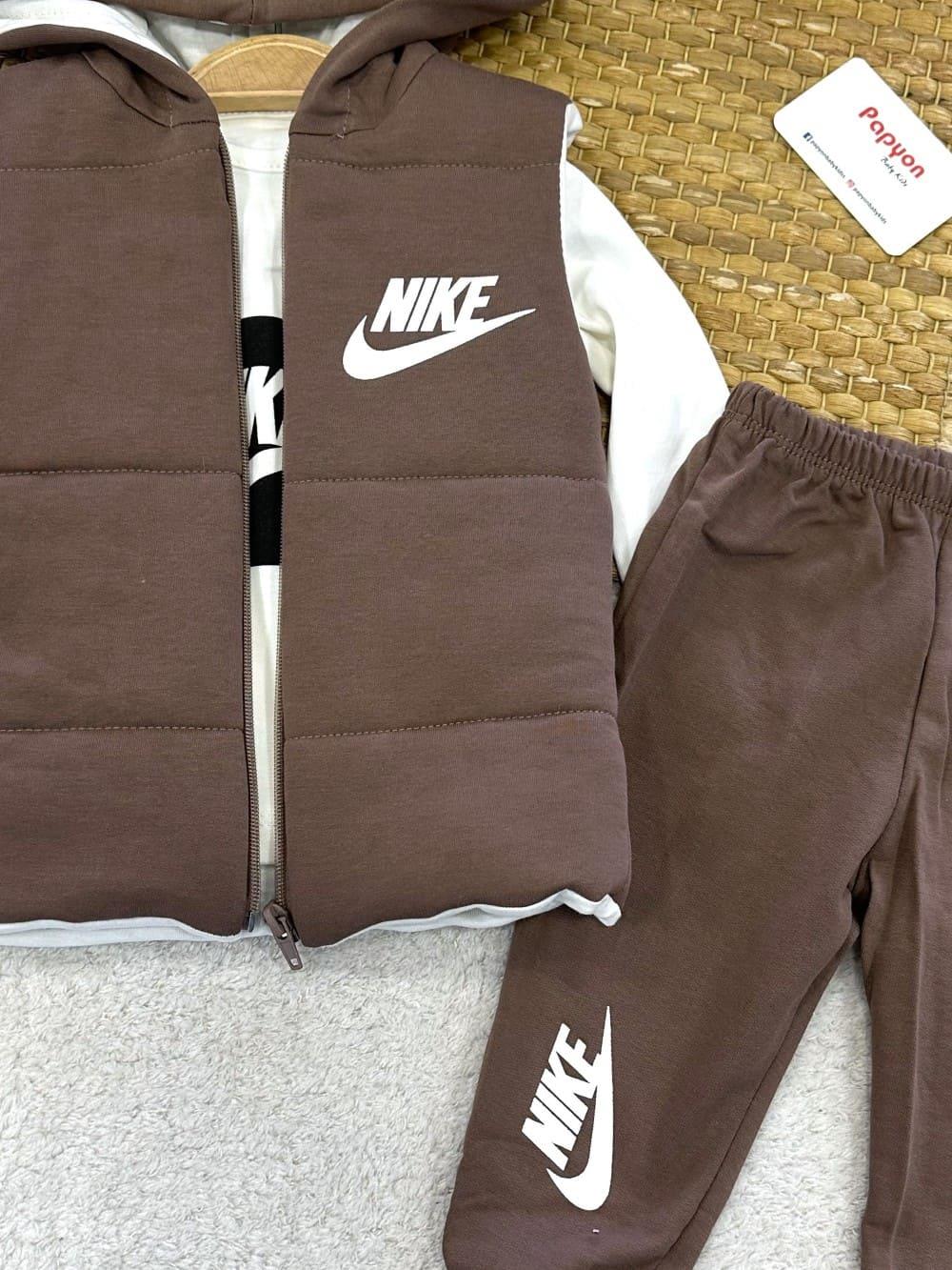 Nike Baskılı Kapşonlu Yelekli Erkek Bebek 3lü Takım (6-9/9-12/12-18/18-24 Ay)