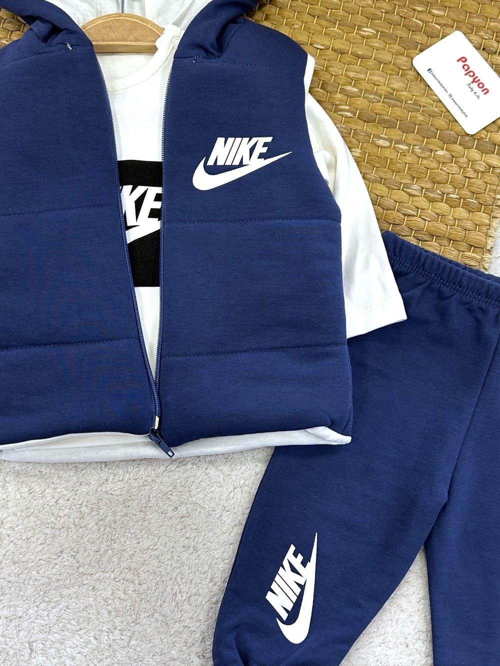 Nike Baskılı Kapşonlu Yelekli Erkek Bebek 3lü Takım (6-9/9-12/12-18/18-24 Ay)
