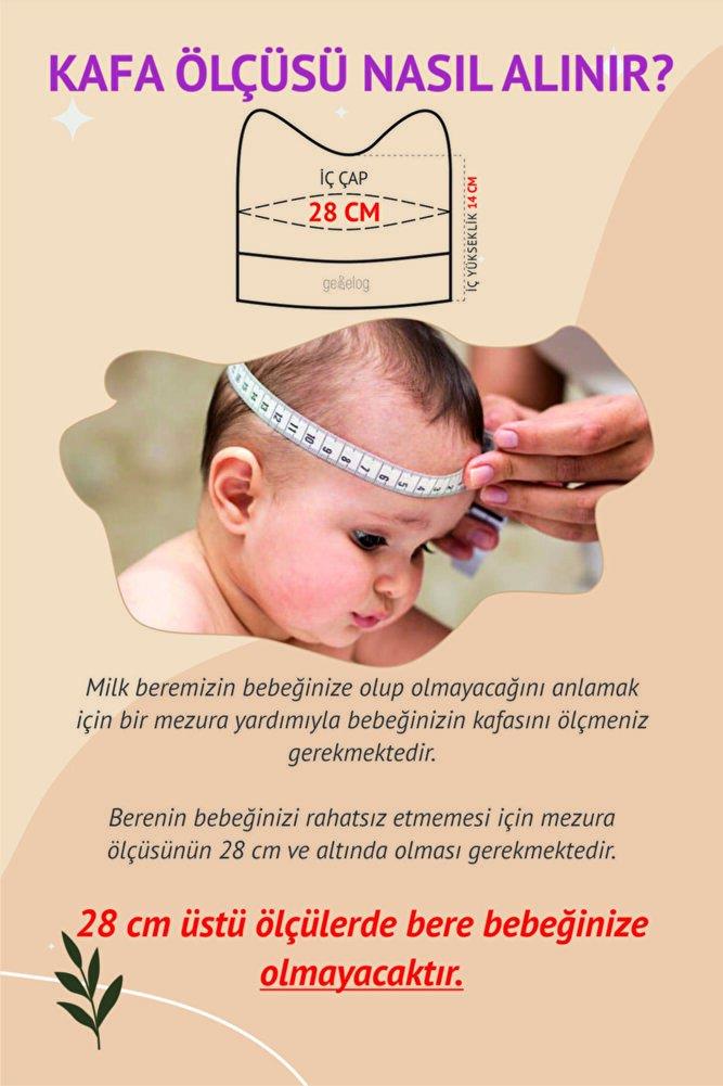 MRS Nakışlı Fiyonklu Kız Bebek Penye Bere (2 Adet)
