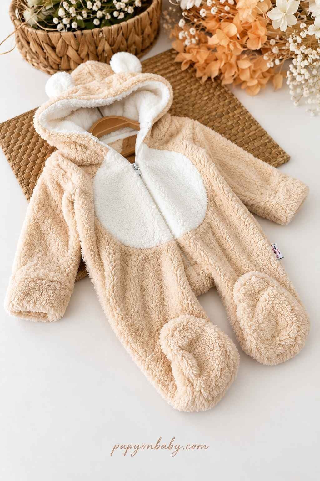 Kapüşonlu Kulaklı Peluş Bebek Kozmonot Tulum (0-3/3-6/6-9/9-12 Ay)