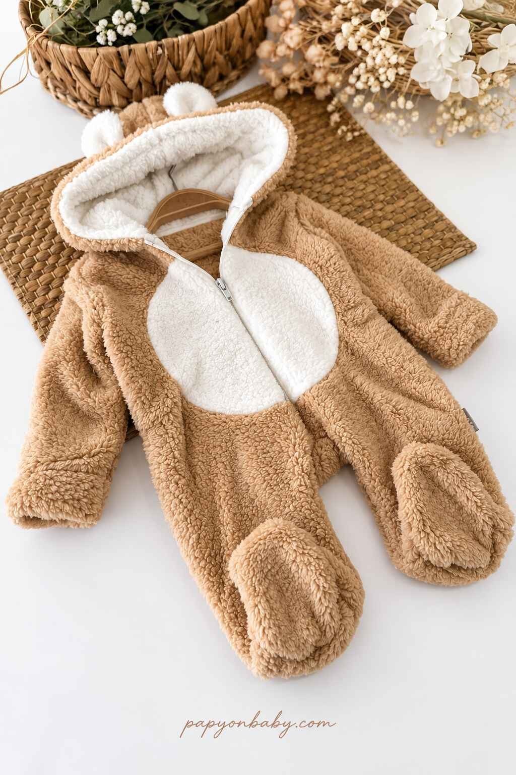 Kapüşonlu Kulaklı Peluş Bebek Kozmonot Tulum (0-3/3-6/6-9/9-12 Ay)