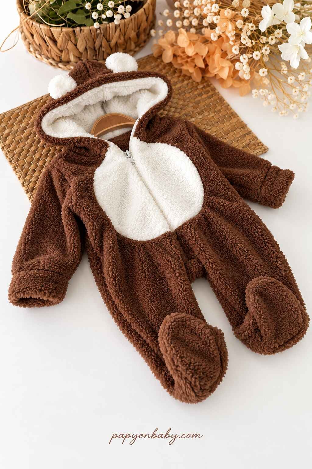 Kapüşonlu Kulaklı Peluş Bebek Kozmonot Tulum (0-3/3-6/6-9/9-12 Ay)