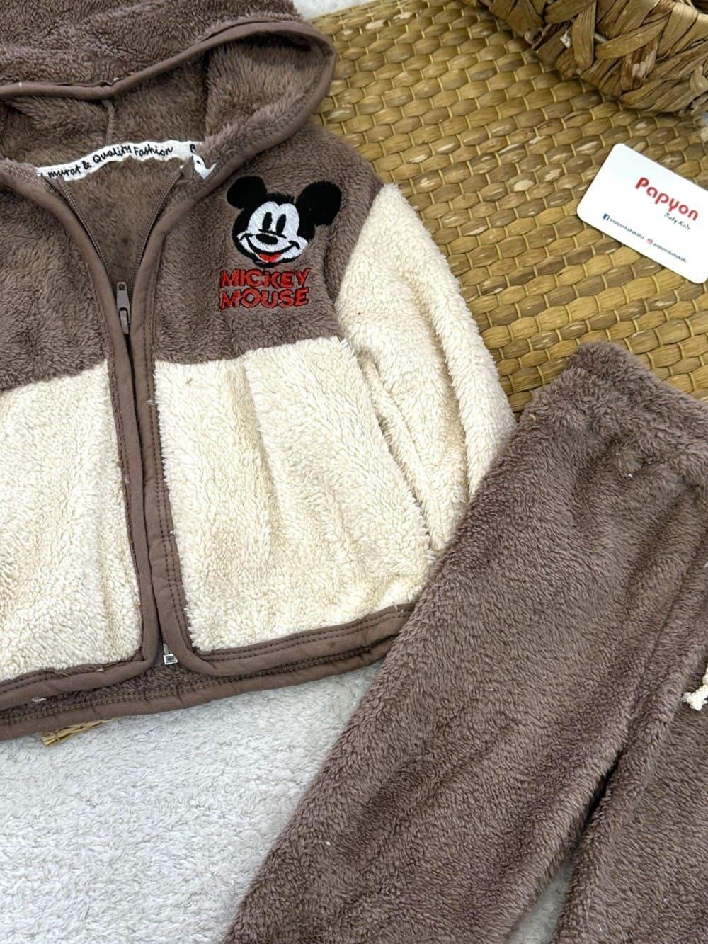 Mickey Mouse Nakışlı Erkek Bebek Peluş Takım 6-9/9-12/12-18/18-24 Ay