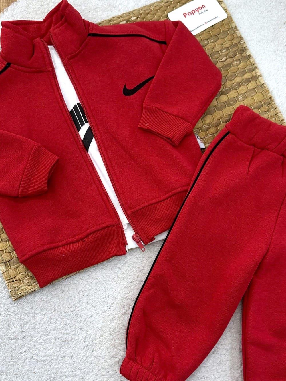 Nike Baskılı 3ip Şardonlu Ceketli Bebek 3lü Takım (6-9/9-12/12-18/18-24 Ay)