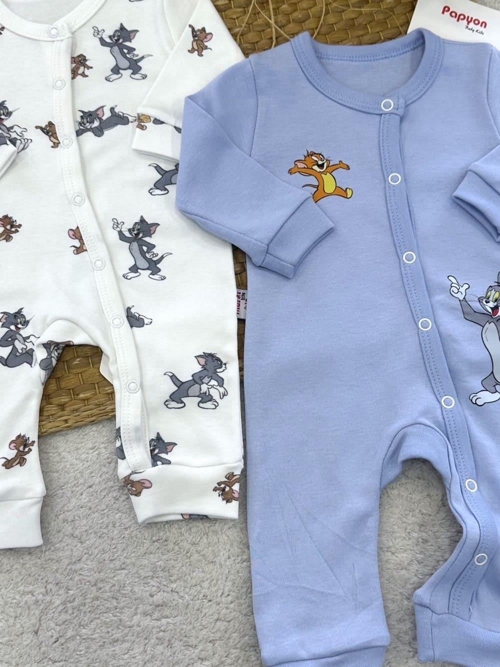 Tom ve Jerry Baskılı Erkek Bebek 2li Tulum (0-3/3-6 Ay)